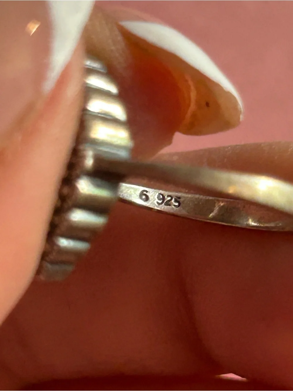 Vintage Sterling Silver Marquise-Style Ring. MarcasiteAccents. DarkGemstone. Sz6